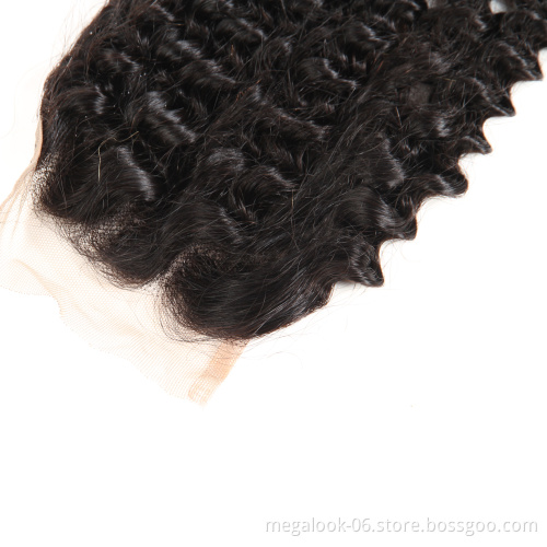 Kinky Curl Wave Human Hair With Closure Sample Order Accept Raw Virgin One Donor Cuticle Aligned Hair Closure
